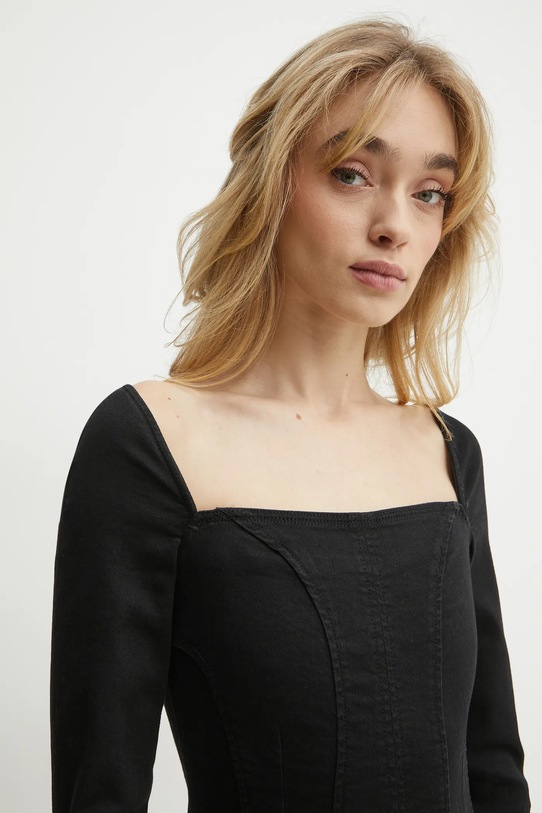 Guess rochie din denim MOLLY negru W5RK84.D4PZ0