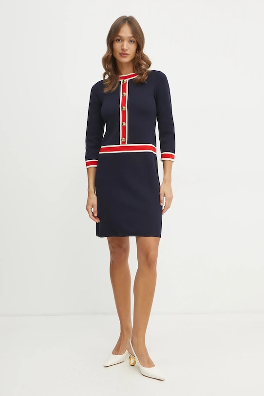 Luisa Spagnoli rochie din lana 100025 bleumarin SS25