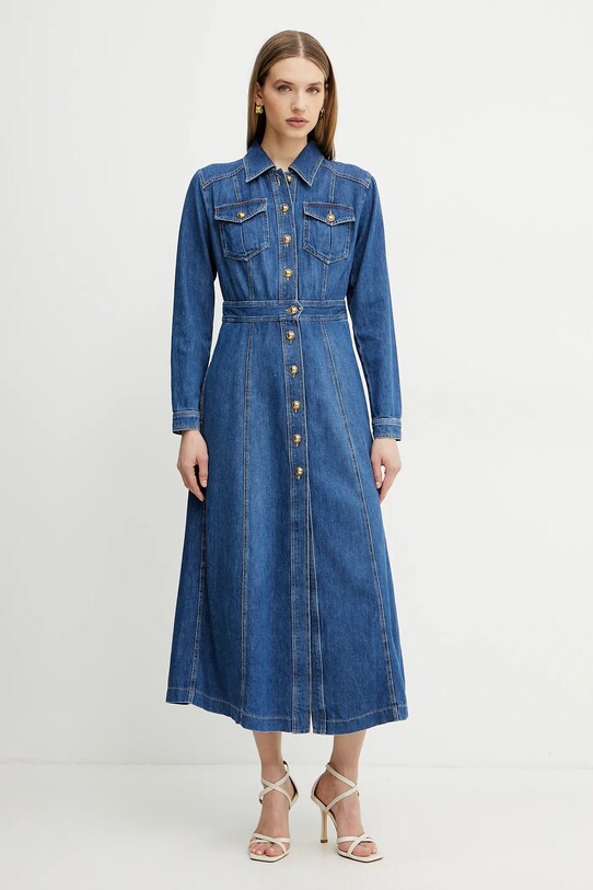 Rifľové šaty Luisa Spagnoli 541651 modrá SS25