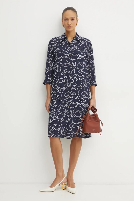 Luisa Spagnoli vestito 542218 blu navy SS25