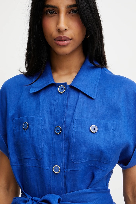 Luisa Spagnoli sukienka lniana niebieski 542264