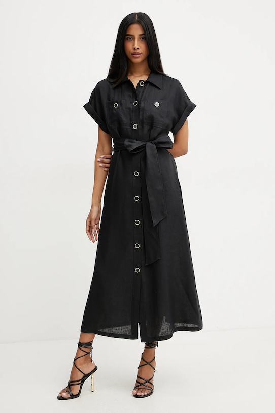 Luisa Spagnoli sukienka lniana casual czarny 542264