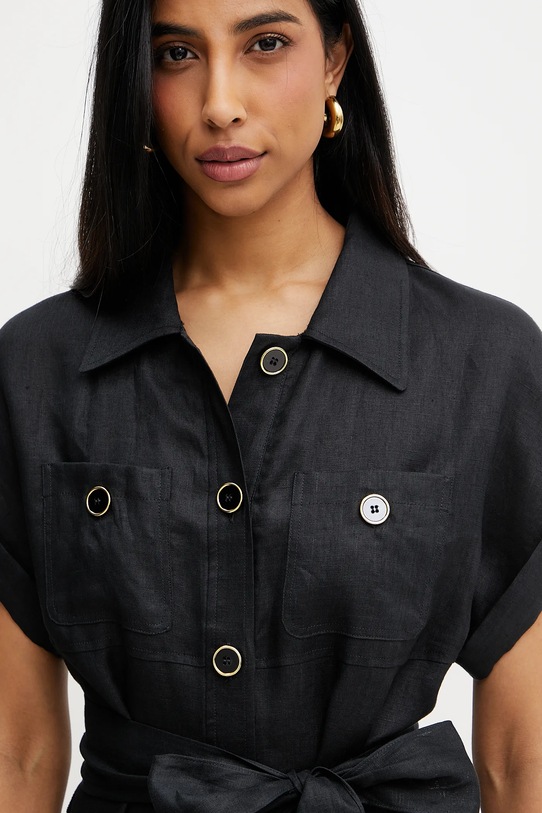 Luisa Spagnoli sukienka lniana czarny 542264