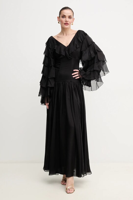 Шовкова сукня Luisa Spagnoli 542201 чорний SS25