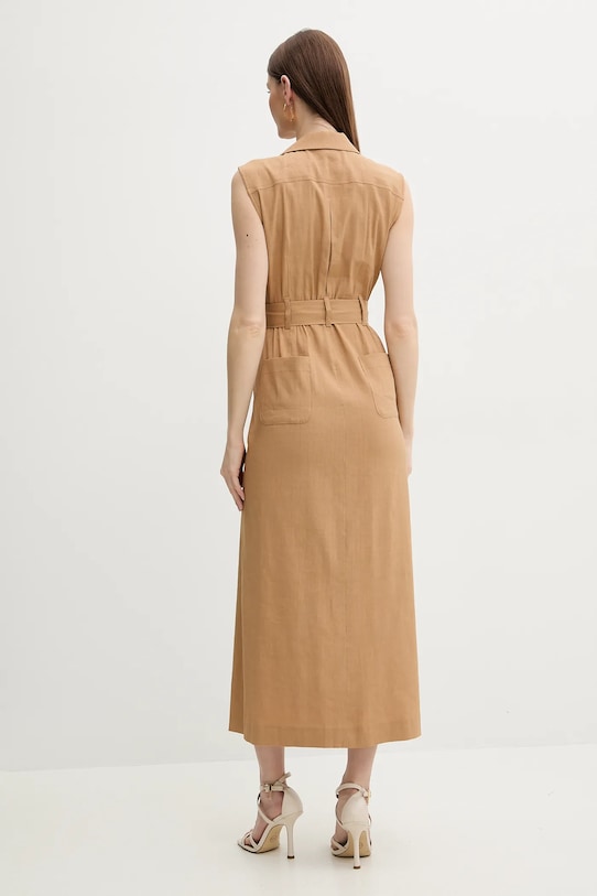 Λινό φόρεμα Marella DADA 2513221061 καφέ SS25