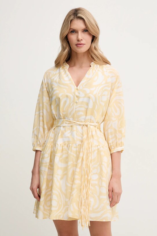 Marella rochie din amestec de mătase VENAS mini galben 2513221114
