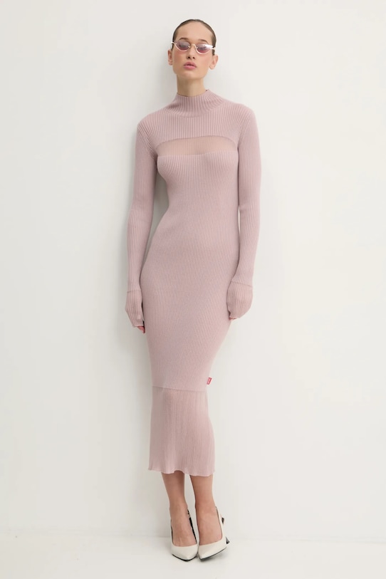 Diesel sukienka wełniana M-SLINT DRESS A16556.0CPAS różowy SS25