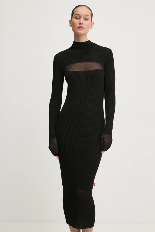 Вовняна сукня Diesel M-SLINT DRESS A16556.0CPAS чорний SS25