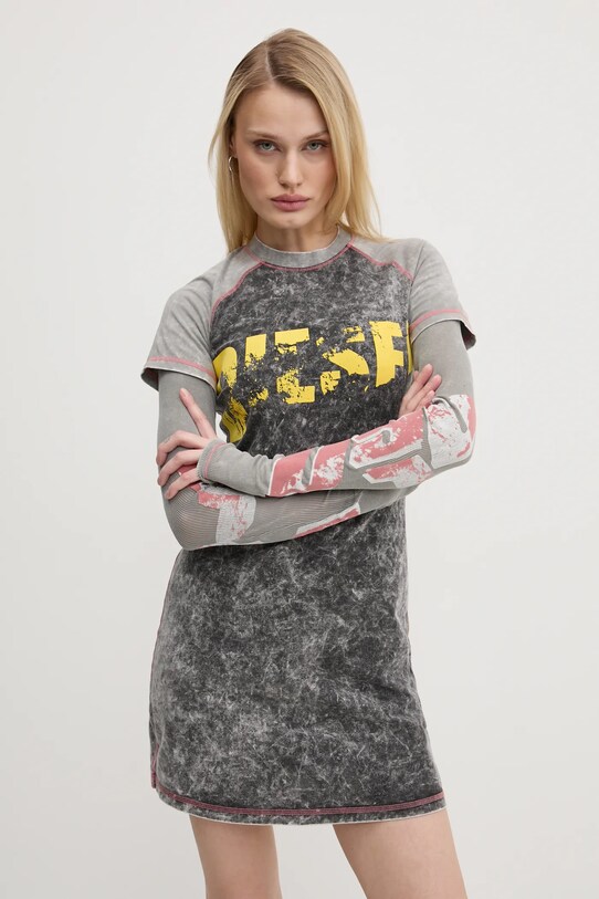Diesel rochie D-BUXT-Q1 DRESS mini gri A16633.0SLBB