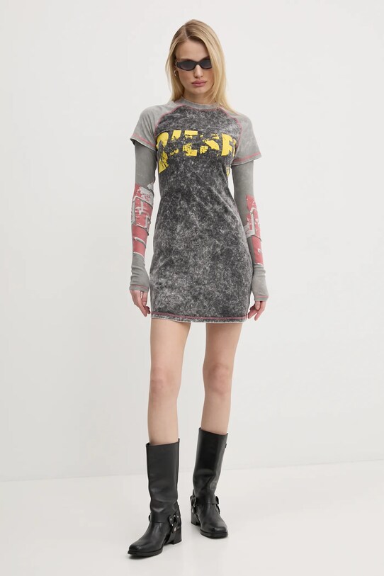Diesel rochie D-BUXT-Q1 DRESS A16633.0SLBB gri SS25