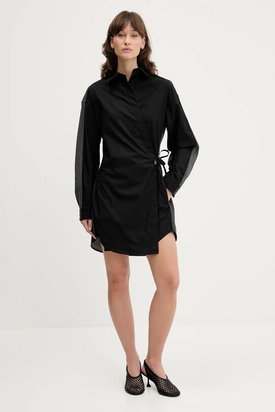 Diesel rochie din bumbac D-ELPHI-DEN DRESS A17387.0CBCP negru SS25