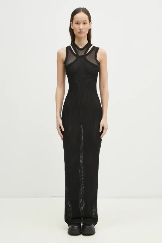 VETEMENTS sukienka Double Mesh okrągły czarny WA66DR220B