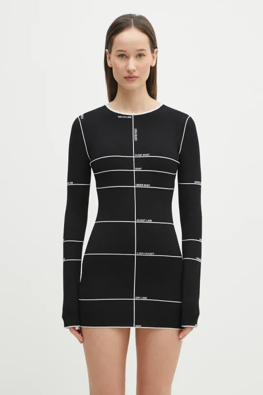 VETEMENTS sukienka Knitted Mini okrągły czarny WA66KN100X