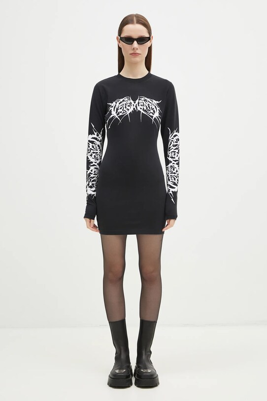 VETEMENTS vestito Death Metal Longsleeve Mini WA66DR630BW nero