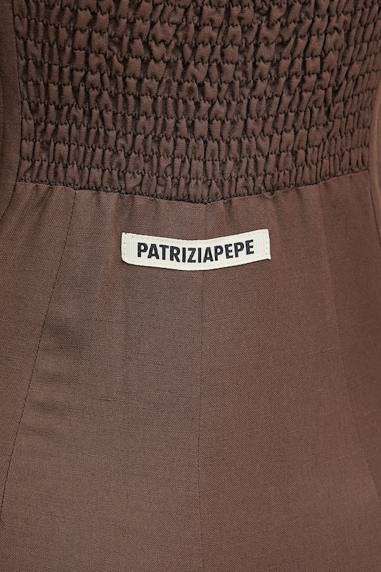 Рокля с лен Patrizia Pepe 2A2874.A052 кафяв