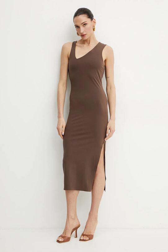 Patrizia Pepe sukienka z elastanem brązowy 2A2912.J129