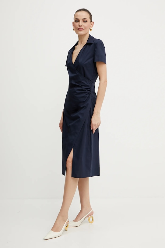 Patrizia Pepe rochie din bumbac 2A2930.A9B9 bleumarin SS25