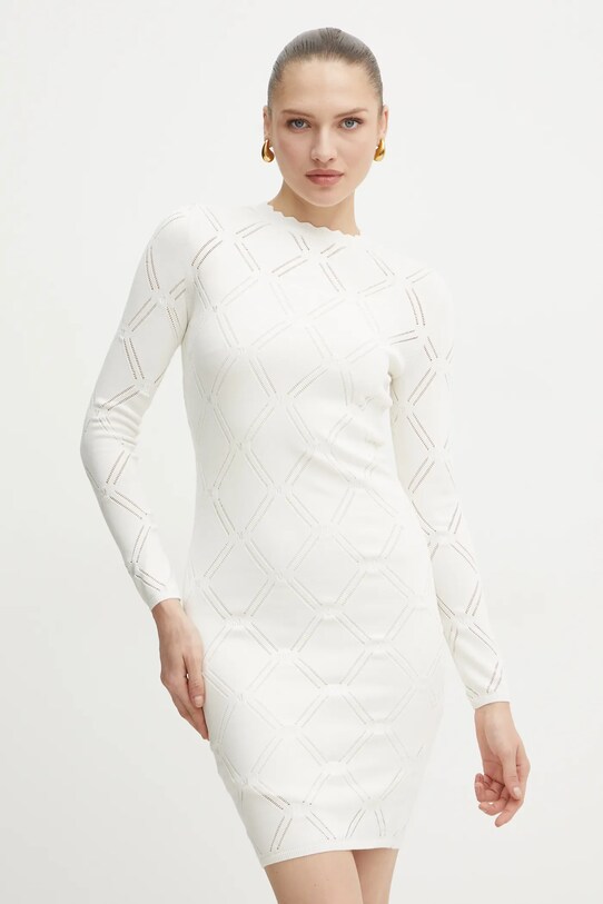 Marciano Guess rochie din amestec de matase ANNA mini bej 5RGK06.5857Z