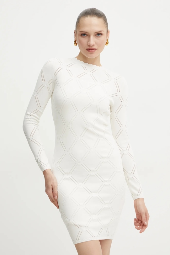 Marciano Guess sukienka z domieszką jedwabiu ANNA casual beżowy 5RGK06.5857Z