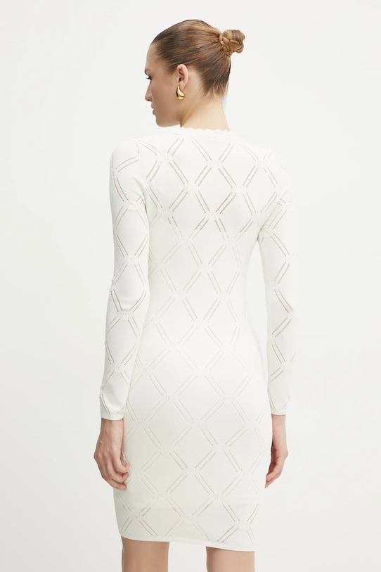 Odzież Marciano Guess sukienka z domieszką jedwabiu ANNA 5RGK06.5857Z beżowy