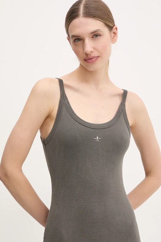 adidas Originals rochie RIB MINI DRESS gri JC7550