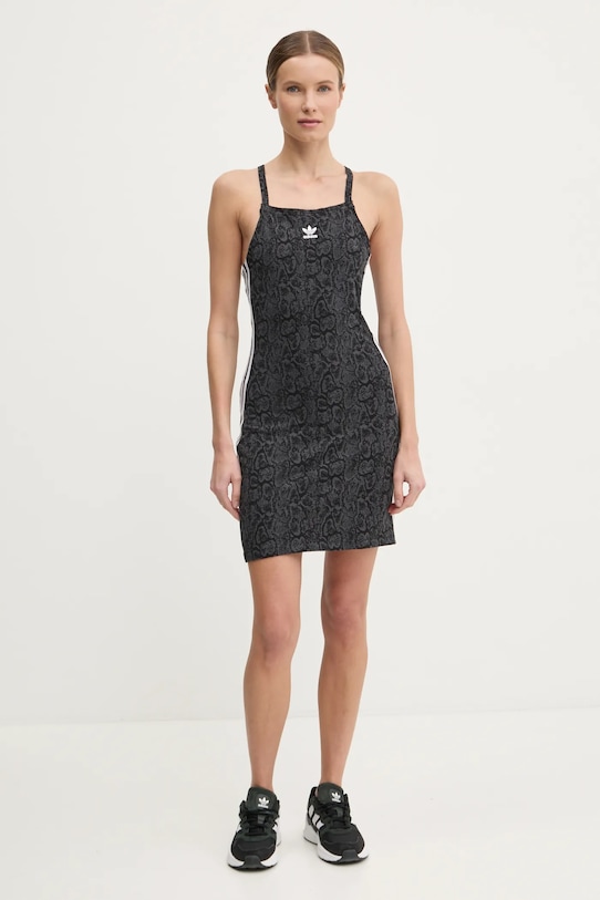 Obleka adidas Originals SNAKE 3 S DRESS JN7292 siva SS25