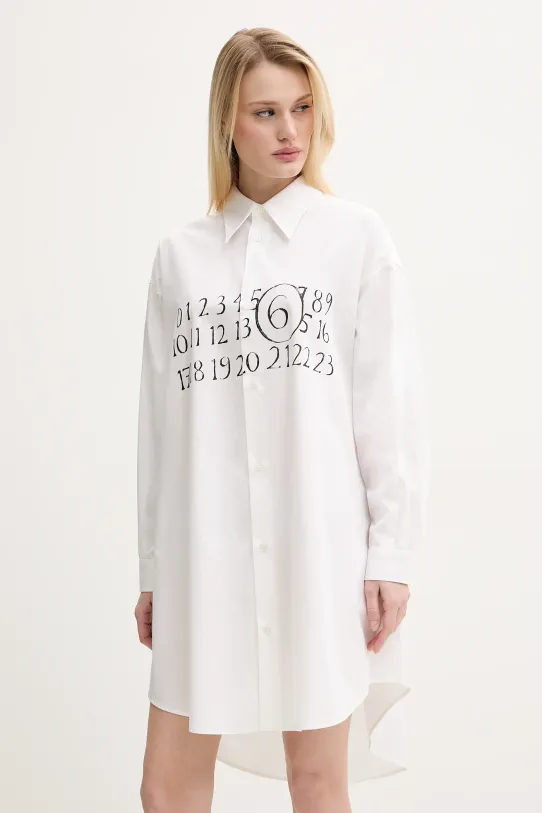 MM6 Maison Margiela sukienka bawełniana casual beżowy S52CT0787.M35152