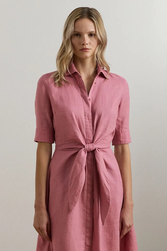 Oblečení Lněné šaty Lauren Ralph Lauren 200905667 růžová