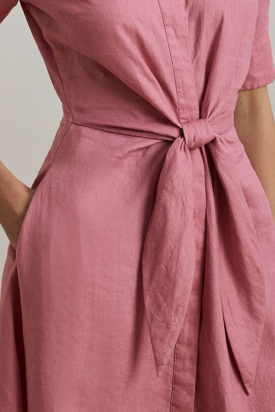 Lněné šaty Lauren Ralph Lauren růžová 200905667