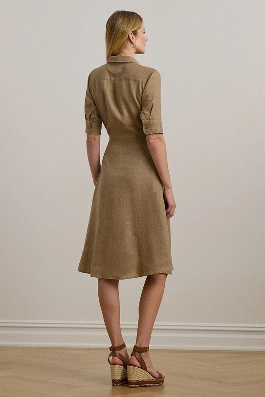 Льняное платье Lauren Ralph Lauren 200905667 коричневый SS25