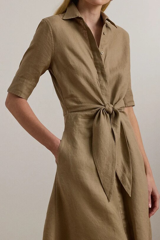 Льняное платье Lauren Ralph Lauren коричневый 200905667