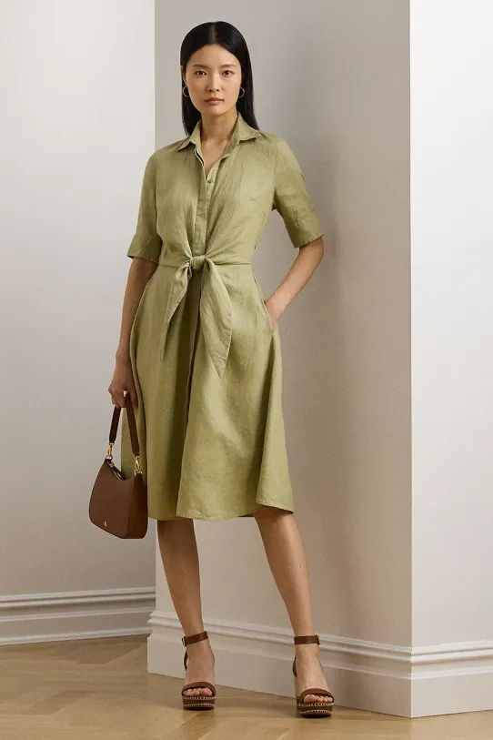 Lauren Ralph Lauren sukienka lniana casual zielony 200905667