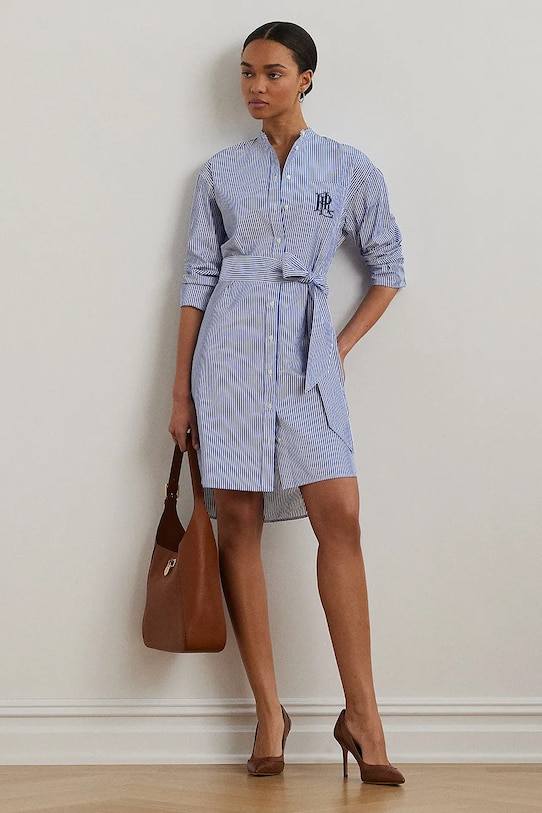 Βαμβακερό φόρεμα Lauren Ralph Lauren casual μπλε 200963845