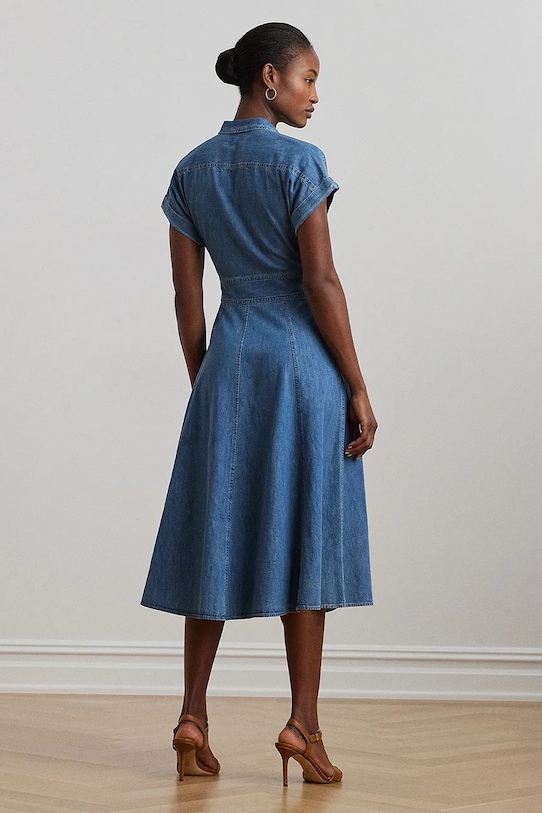 Rifľové šaty Lauren Ralph Lauren 250963908 modrá SS25