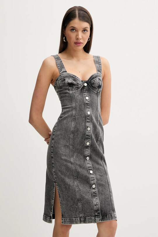 Moschino Jeans rochie din denim mini gri 0457.3219