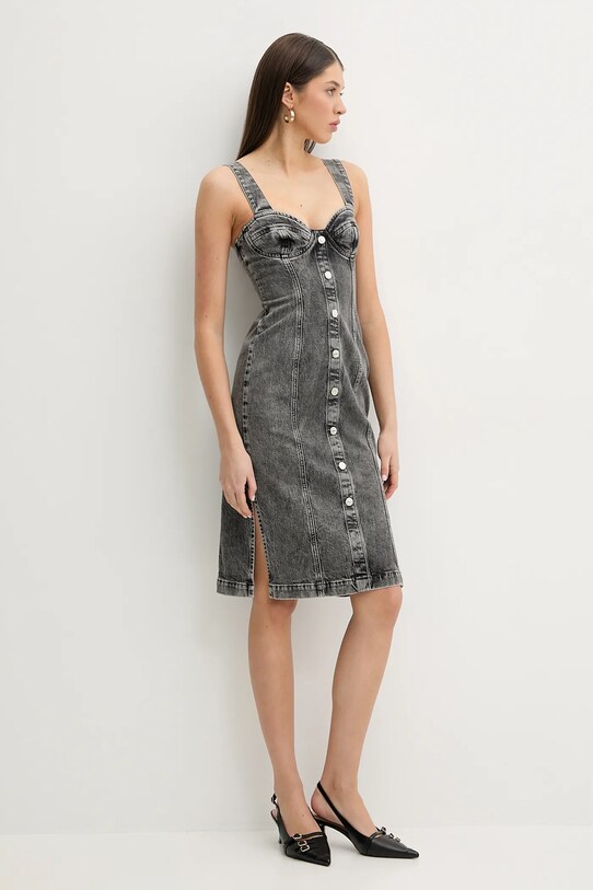 Moschino Jeans rochie din denim 0457.3219 gri SS25