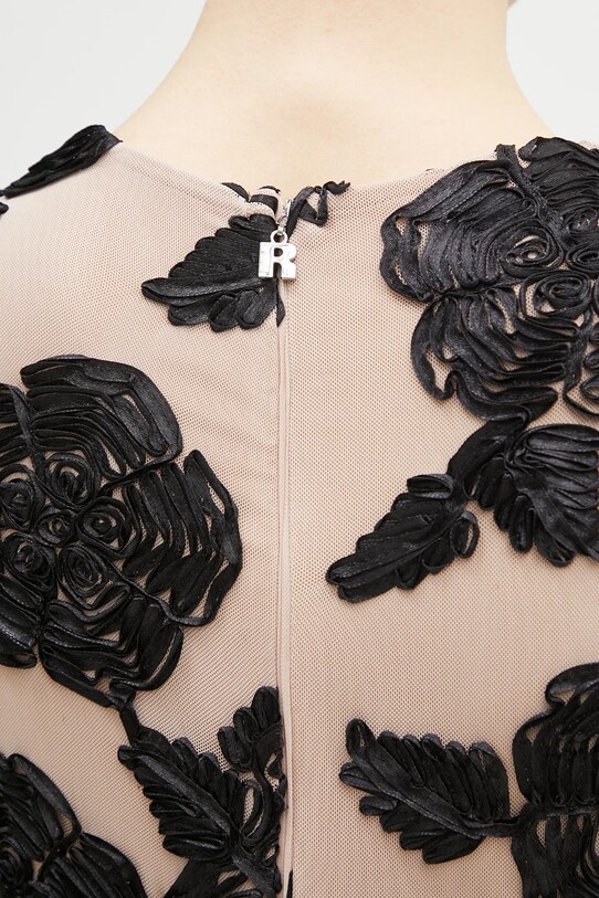 Rotate sukienka Flower Mesh Mini beżowy 1132262645