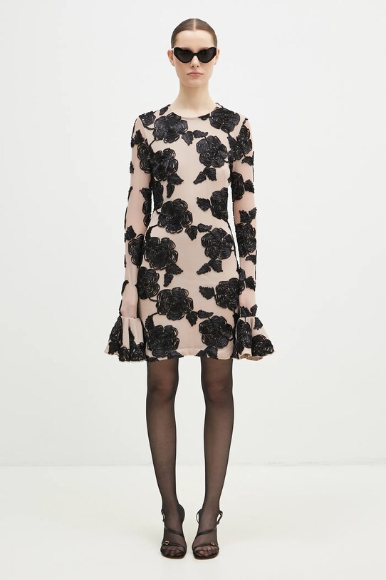 Rotate sukienka Flower Mesh Mini 1132262645 beżowy