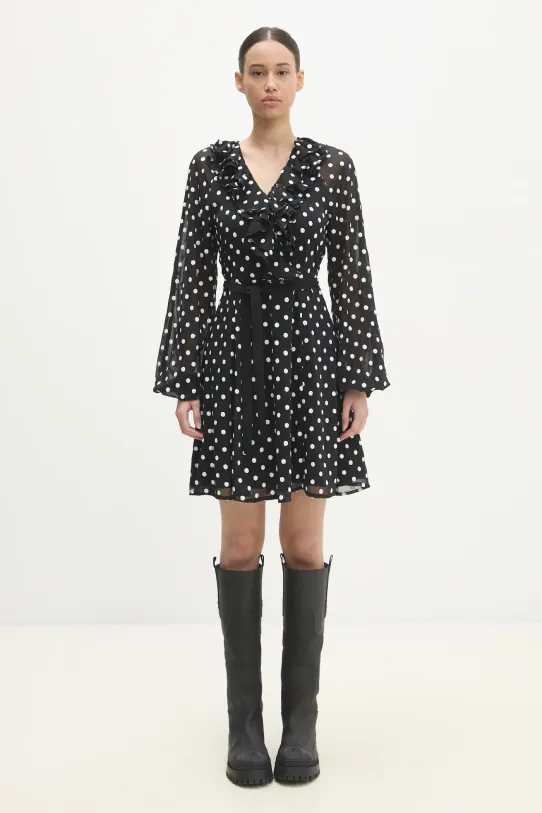 Šaty Rotate Chiffon Ruffle Mini áčkový černá 113258000