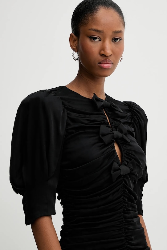 Rotate rochie Satin Mini Ruffle negru 114054100