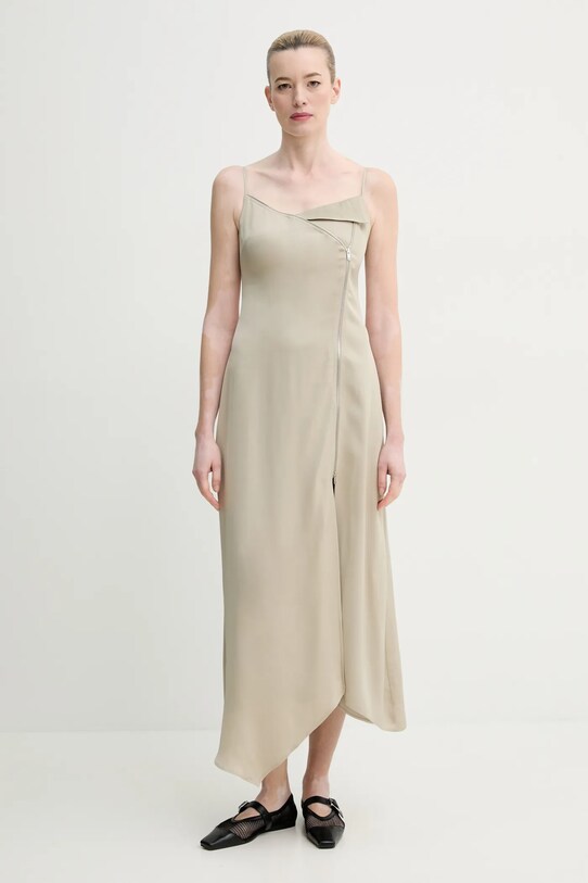 Nanushka rochie ALBINA midi bej NW25RSDR19172