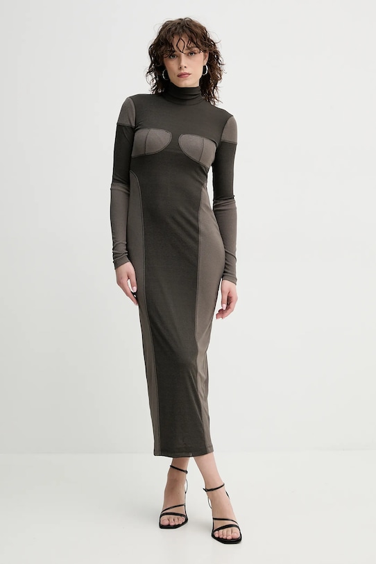 Nanushka rochie IMELDA maxi verde NW25RSDR16275