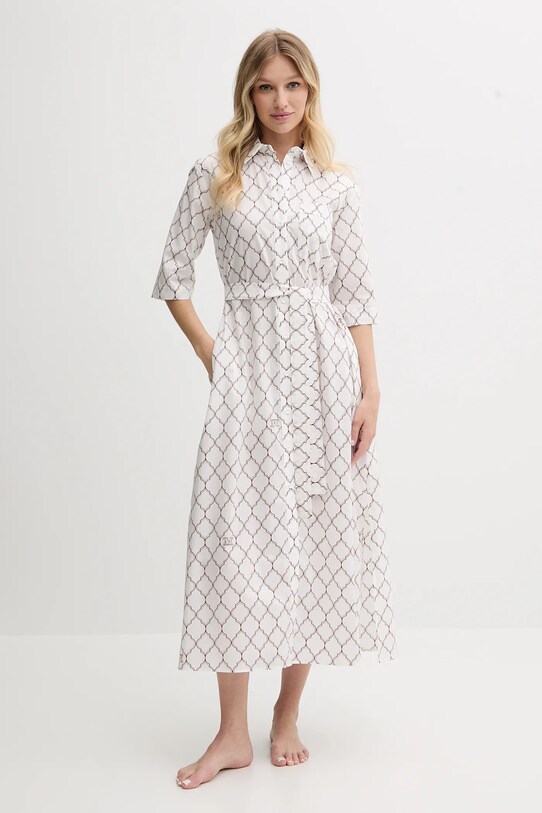 Bavlněné šaty Max Mara Beachwear bílá 2516221049600