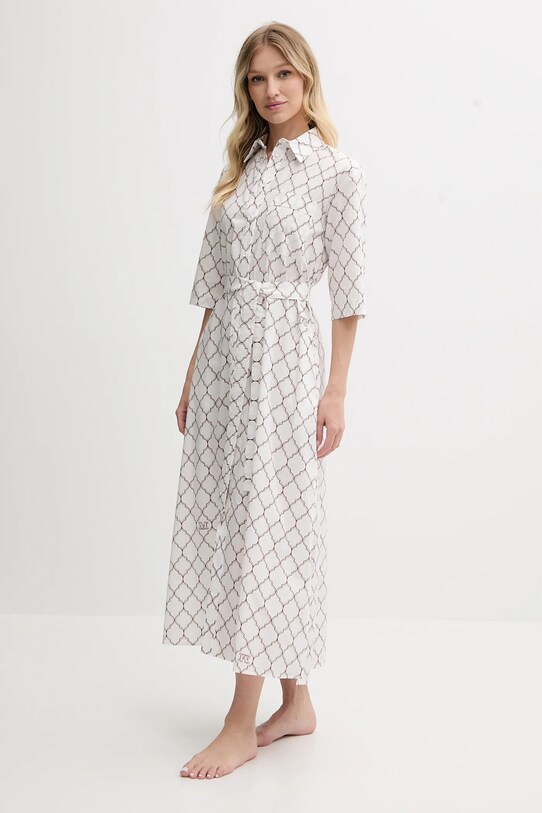 Bavlněné šaty Max Mara Beachwear 2516221049600 bílá SS25