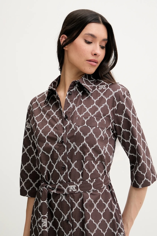 Pamučna haljina Max Mara Beachwear smeđa 2516221049600