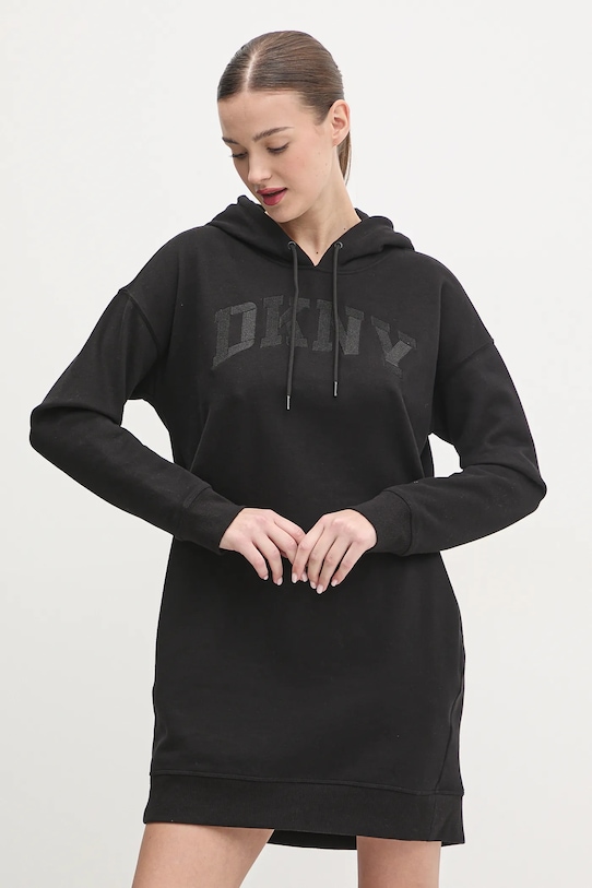 Šaty Dkny pletenina čierna DP5D4885