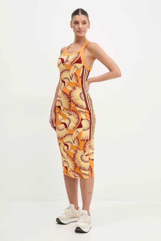 adidas rochie x Farm Rio midi portocaliu JD6315