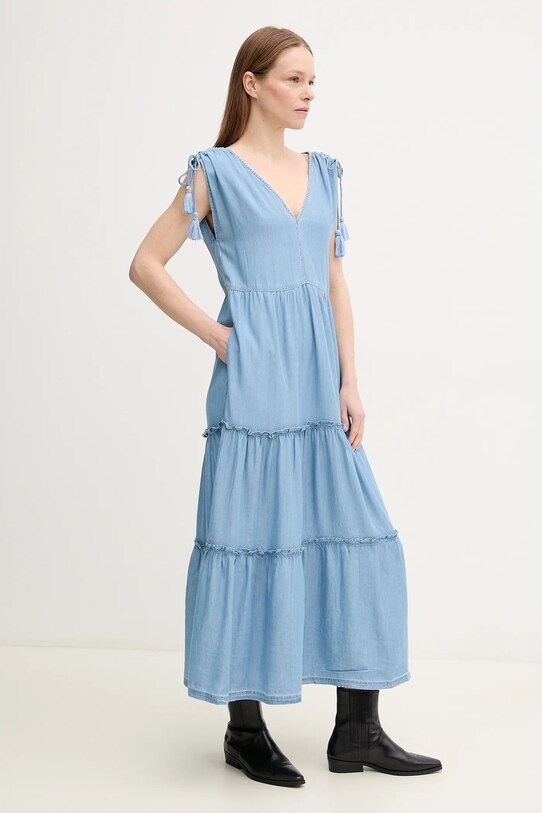 Odzież Pepe Jeans sukienka EFFIE PL953664 niebieski