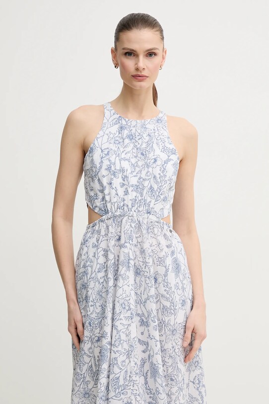 Lanena obleka Pepe Jeans DONATELLA bela PL953701