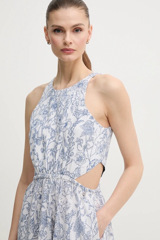 Lanena obleka Pepe Jeans DONATELLA PL953701 bela